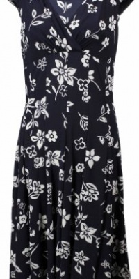 Lauren Ralph Lauren Women's Deauville Jersey Print Dress 4 Navy/White [Apparel]