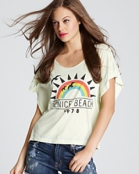 Emblazoned with a retro-inspired graphic, this Rebel Yell tee exudes laid-back summer charm. Emblazoned with a retro-inspired graphic, this Rebel Yell tee exudes laid-back summer charm.