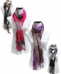 Stars & Plaid 100% Viscose Fringed Scarf Stars & Plaid 100% Viscose Fringed Scarf