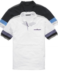 With bold blocking, this Sean John polo shirt breaks out from your lineup of basics. With bold blocking, this Sean John polo shirt breaks out from your lineup of basics.