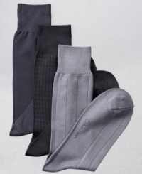 A solid foundation for any dressed-up look, these smooth dress socks make a great choice for any guy. A solid foundation for any dressed-up look, these smooth dress socks make a great choice for any guy.