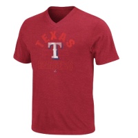 MLB Mens Texas Rangers Game Day Weathered Athletic Red Pepper Heather Short Sleeve V-Neck Tee By Majestic MLB Mens Texas Rangers Game Day Weathered Athletic Red Pepper Heather Short Sleeve V-Neck Tee By Majestic