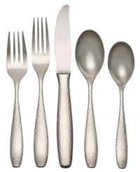 One for all. With place settings and serving pieces for 12, Reed & Barton's Palmer flatware set is a versatile go-to for every day and occasion. A hammered finish in stainless steel complements the contemporary table. One for all. With place settings and serving pieces for 12, Reed & Barton's Palmer flatware set is a versatile go-to for every day and occasion. A hammered finish in stainless steel complements the contemporary table.