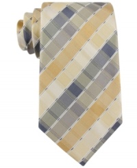 Square off. In a cool palette, this Kenneth Cole Reaction tie brightens up your everyday look. Square off. In a cool palette, this Kenneth Cole Reaction tie brightens up your everyday look.