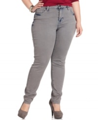 Trade in your blues for Hydraulic's plus size skinny jeans, featuring a gray wash. Trade in your blues for Hydraulic's plus size skinny jeans, featuring a gray wash.