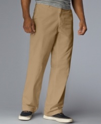 Stay on-trend with an updated look that never goes out of style. These flat front khakis combine a soft hand and all the comfort you've come to expect from Dockers. Stay on-trend with an updated look that never goes out of style. These flat front khakis combine a soft hand and all the comfort you've come to expect from Dockers.