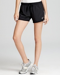The building block to any workout repertoire, these Nike shorts sport a fitted silhouette and clean styling for a sleek finish. The building block to any workout repertoire, these Nike shorts sport a fitted silhouette and clean styling for a sleek finish.