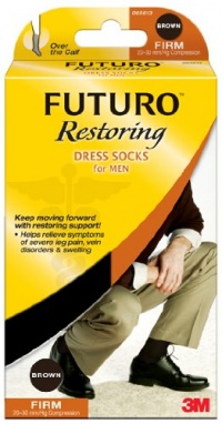 Futuro Restoring Dress Socks for Men, Brown, Large, Firm (20-30 mm/Hg)