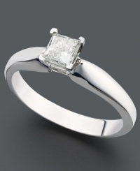 Polished to perfection. Take her breath away with this stunning engagement ring. Crafted in 14k white gold, ring features a certified, princess-cut diamond (3/8 ct. t.w.). Polished to perfection. Take her breath away with this stunning engagement ring. Crafted in 14k white gold, ring features a certified, princess-cut diamond (3/8 ct. t.w.).