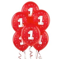 #1 Red 11 Matte Balloons (6 count) #1 Red 11 Matte Balloons (6 count)