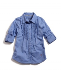 GUESS Kids Girls Ruffle Front Shirt, BLUE (14) GUESS Kids Girls Ruffle Front Shirt, BLUE (14)