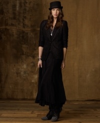 Denim & Supply Ralph Lauren's romantic skirt is tailored in a feminine silhouette in a lustrous fabric that blends bohemian charm with an edgy appeal. Denim & Supply Ralph Lauren's romantic skirt is tailored in a feminine silhouette in a lustrous fabric that blends bohemian charm with an edgy appeal.