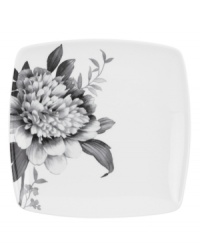 Subdued in shades of gray, the vivacious florals of Moonlit Garden square dinnerware adorn this sleek white accent plate with modern romance. In durable Lenox porcelain. Subdued in shades of gray, the vivacious florals of Moonlit Garden square dinnerware adorn this sleek white accent plate with modern romance. In durable Lenox porcelain.