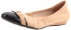 Cole Haan Women's Air Reesa Buckle Ballet Flat,Beige/Black Patent,9 B US