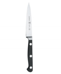 J.A. Henckels has long been known for crafting some of the world's finest cutlery. This Henckels International Classic paring knife has classic triple-riveted ironwood handles and a balanced, fully visible tang. The fine, forged blade is made of no-stain carbon steel. An ideal knife to add to your fine cutlery collection. Lifetime guarantee. J.A. Henckels has long been known for crafting some of the world's finest cutlery. This Henckels International Classic paring knife has classic triple-riveted ironwood handles and a balanced, fully visible tang. The fine, forged blade is made of no-stain carbon steel. An ideal knife to add to your fine cutlery collection. Lifetime guarantee.