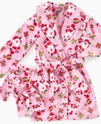 She and her bff doll can wrap themselves in merriment and joy in this soft robe set by Dollie & Me. She and her bff doll can wrap themselves in merriment and joy in this soft robe set by Dollie & Me.