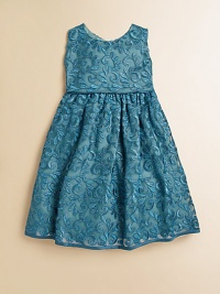 Shimmering, embroidered tulle lends a princess-like touch to a full-skirted, sleeveless frock.Jewel necklineSleevelessBack buttonsWaistband with adjustable sashFull skirtFully linedPolyesterDry cleanImported Please note: Number of buttons may vary depending on size ordered. Shimmering, embroidered tulle lends a princess-like touch to a full-skirted, sleeveless frock.Jewel necklineSleevelessBack buttonsWaistband with adjustable sashFull skirtFully linedPolyesterDry cleanImported Please note: Number of buttons may vary depending on size ordered.