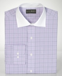 A sophisticated glen plaid in a modern slim fit gives this Lauren by Ralph Lauren dress shirt the perfect blend of classic and cool. A sophisticated glen plaid in a modern slim fit gives this Lauren by Ralph Lauren dress shirt the perfect blend of classic and cool.