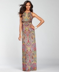 INC's paisley-print maxi dress features chic details, like keyhole cutouts at the neckline and a beaded empire waistline.
