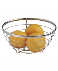 Put your best fruit forward. This wire bowl is finished in polished chrome, adding an elegant accent to your countertop. Put your best fruit forward. This wire bowl is finished in polished chrome, adding an elegant accent to your countertop.