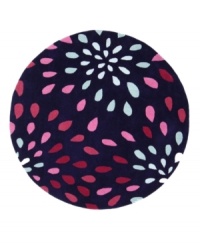April showers. Colorful raindrops splash across the deep purple ground of this fresh and vibrant St. Croix area rug. Hand-tufted in India by skilled artisans, this rug is crafted from sumptuously soft wool with a thick pile that feels heavenly underfoot. April showers. Colorful raindrops splash across the deep purple ground of this fresh and vibrant St. Croix area rug. Hand-tufted in India by skilled artisans, this rug is crafted from sumptuously soft wool with a thick pile that feels heavenly underfoot.
