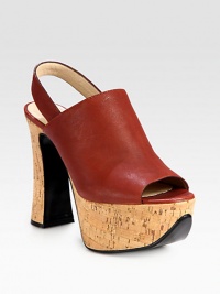 A sculpted heel and platform in textured cork upgrade this two-tone leather slingback design. Cork heel, 4¾ (120mm)Cork platform, 2 (50mm)Compares to a 2¾ heel (70mm)Leather upperSlingback strapLeather lining and solePadded insoleMade in Italy