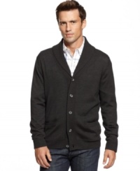 Button up your relaxed look with this versatile merino-wool blend cardigan from Club Room. Button up your relaxed look with this versatile merino-wool blend cardigan from Club Room.
