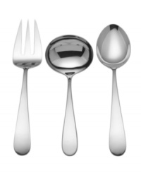 A delectable addition to formal and everyday dining, the Pomfret 3-piece serving set shines for its simple, versatile design. Teardrop-shaped handles look and feel smooth in lustrous 18/10 stainless steel. A delectable addition to formal and everyday dining, the Pomfret 3-piece serving set shines for its simple, versatile design. Teardrop-shaped handles look and feel smooth in lustrous 18/10 stainless steel.