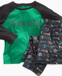 Even a rockstar needs his rest – this Calvin Klein pajama set is the sleepwear style of his dreams. Even a rockstar needs his rest – this Calvin Klein pajama set is the sleepwear style of his dreams.