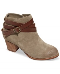 Suede sophistication. DV by Dolce Vita's Java booties feature cute contrasting straps around the ankle and a stacked heel that's easy on the feet. Suede sophistication. DV by Dolce Vita's Java booties feature cute contrasting straps around the ankle and a stacked heel that's easy on the feet.