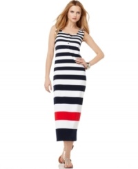 Set your sights on this easy dress by Jones New York Signature, featuring beach-inspired stripes and an on-trend midi length. Set your sights on this easy dress by Jones New York Signature, featuring beach-inspired stripes and an on-trend midi length.
