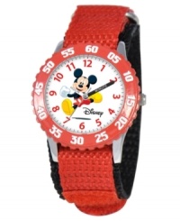 M-I-C-K-E-Y! Help your kids be on time with this fun Time Teacher watch from Disney. Featuring everyone's pal, Mickey Mouse, the hour and minute hands are clearly labeled for easy reading. M-I-C-K-E-Y! Help your kids be on time with this fun Time Teacher watch from Disney. Featuring everyone's pal, Mickey Mouse, the hour and minute hands are clearly labeled for easy reading.