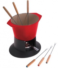 Le Creuset Enameled Cast-Iron 1-3/4-Quart Traditional Fondue Pot, Cherry Le Creuset Enameled Cast-Iron 1-3/4-Quart Traditional Fondue Pot, Cherry