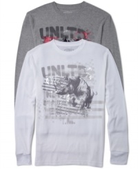 Leave your to do list for later as you continue to chillax with this long sleeve crewneck thermal t-shirt by Ecko Unltd. Leave your to do list for later as you continue to chillax with this long sleeve crewneck thermal t-shirt by Ecko Unltd.