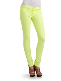 THE LOOKColored skinny leg denim jeansWaistband with belt loopsZip fly with button closureMock curved front pocketsInner right key pocketBack patch pocketsTHE FITRise, about 7Inseam, about 30THE MATERIAL98% cotton/2% spandexCARE & ORIGINMachine washImportedModel shown is 5'11 (180cm) wearing US size 4. THE LOOKColored skinny leg denim jeansWaistband with belt loopsZip fly with button closureMock curved front pocketsInner right key pocketBack patch pocketsTHE FITRise, about 7Inseam, about 30THE MATERIAL98% cotton/2% spandexCARE & ORIGINMachine washImportedModel shown is 5'11 (180cm) wearing US size 4.