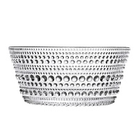 This clear glass bowl has recently been reissued by the well-known Finnish design house Iittala. Designed in 1964 by Oiva Toikka, it features concentric circles of glass dewdrops for a look that's both lovely and dazzling. It's an excellent serving bowl for a special event. This clear glass bowl has recently been reissued by the well-known Finnish design house Iittala. Designed in 1964 by Oiva Toikka, it features concentric circles of glass dewdrops for a look that's both lovely and dazzling. It's an excellent serving bowl for a special event.