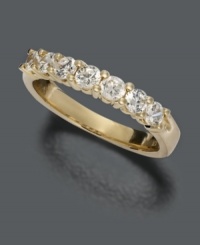 A classically beautiful design representing timeless love. Seven round-cut diamonds (3/4 ct. t.w.) light up this 14k gold band. A classically beautiful design representing timeless love. Seven round-cut diamonds (3/4 ct. t.w.) light up this 14k gold band.