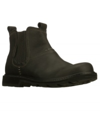 Switch out your regular pair of men's boots for the ruggedly smooth polish of these stitched and seamed slip-on leather ankle boots for men from Skechers. Switch out your regular pair of men's boots for the ruggedly smooth polish of these stitched and seamed slip-on leather ankle boots for men from Skechers.