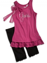 GUESS Kids Girls Little Girl Tank with Biker Shorts Set, VIOLET (4) GUESS Kids Girls Little Girl Tank with Biker Shorts Set, VIOLET (4)