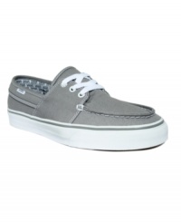 The perfect blend between classic, nautical and preppy, Vans gets it right with the easy kicked-back look of their moc-toe canvas boat shoe sneaks. The perfect blend between classic, nautical and preppy, Vans gets it right with the easy kicked-back look of their moc-toe canvas boat shoe sneaks.