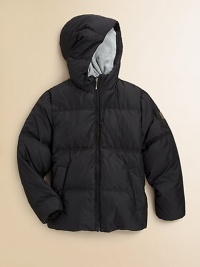 This ultra-cozy down puffer reverses to a soft knit topper for two favorite looks in one.Hooded styleZip-frontLong sleevesLogo patch on one armDual slash pocketsKnit side has logo appliqué at backContrast rib-knit cuffs and hemFully linedShell: polyamideFill: goose downDry cleanImported This ultra-cozy down puffer reverses to a soft knit topper for two favorite looks in one.Hooded styleZip-frontLong sleevesLogo patch on one armDual slash pocketsKnit side has logo appliqué at backContrast rib-knit cuffs and hemFully linedShell: polyamideFill: goose downDry cleanImported