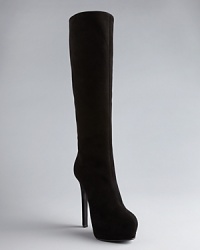 Weave some black magic in Giuseppe Zanotti's incredibly luxurious boots in dark-as-midnight suede. Weave some black magic in Giuseppe Zanotti's incredibly luxurious boots in dark-as-midnight suede.