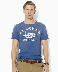 This classic-fitting T-shirt in soft, whisper-thin cotton jersey calls to your adventurous side with an Alaskan Air Rescue plane graphic at the chest. This classic-fitting T-shirt in soft, whisper-thin cotton jersey calls to your adventurous side with an Alaskan Air Rescue plane graphic at the chest.