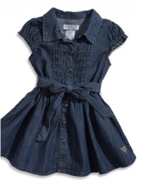 GUESS Kids Girls Baby Girl Denim Dress with Bloomers (12-, MEDIUM STONE (18M)