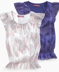 Floaty flutter ruffles. She'll love to show off her fun ruffle layers in this lightweight flutter-sleeve tee from Epic Threads. (Clearance) Floaty flutter ruffles. She'll love to show off her fun ruffle layers in this lightweight flutter-sleeve tee from Epic Threads. (Clearance)