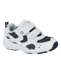Steppin' out! Everyone will love these easy-to-clean Stride Rite sneakers with antimicrobial treatment to keep his feet feeling fresh. Steppin' out! Everyone will love these easy-to-clean Stride Rite sneakers with antimicrobial treatment to keep his feet feeling fresh.