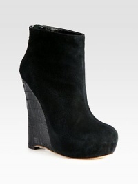 A crocodile-print leather wedge adds textural appeal to this commanding suede silhouette. Crocodile-print leather wedge, 6 (150mm)Hidden platform, 1½ (40mm)Compares to a 4½ heel (115mm)Suede upperBack zipLeather lining and solePadded insoleImported A crocodile-print leather wedge adds textural appeal to this commanding suede silhouette. Crocodile-print leather wedge, 6 (150mm)Hidden platform, 1½ (40mm)Compares to a 4½ heel (115mm)Suede upperBack zipLeather lining and solePadded insoleImported