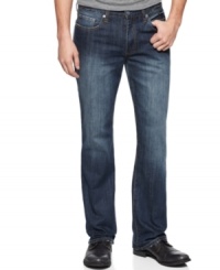 Raise your denim game with these washed and boot-cut styled jeans from Kenneth Cole Reaction. Raise your denim game with these washed and boot-cut styled jeans from Kenneth Cole Reaction.