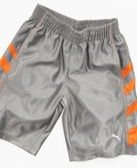 Styled for speed. The comfort of these pieced shorts from Puma will keep him playing all summer long. Styled for speed. The comfort of these pieced shorts from Puma will keep him playing all summer long.