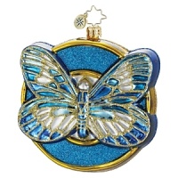 A royal blue and pearl butterfly glitters in this Diabetes Awareness holiday ornament. A royal blue and pearl butterfly glitters in this Diabetes Awareness holiday ornament.